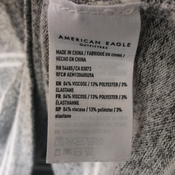 American Eagle XS Gray Striped Long Sleeve Hoodie Sweater Dress with Pocket - Picture 5 of 5
